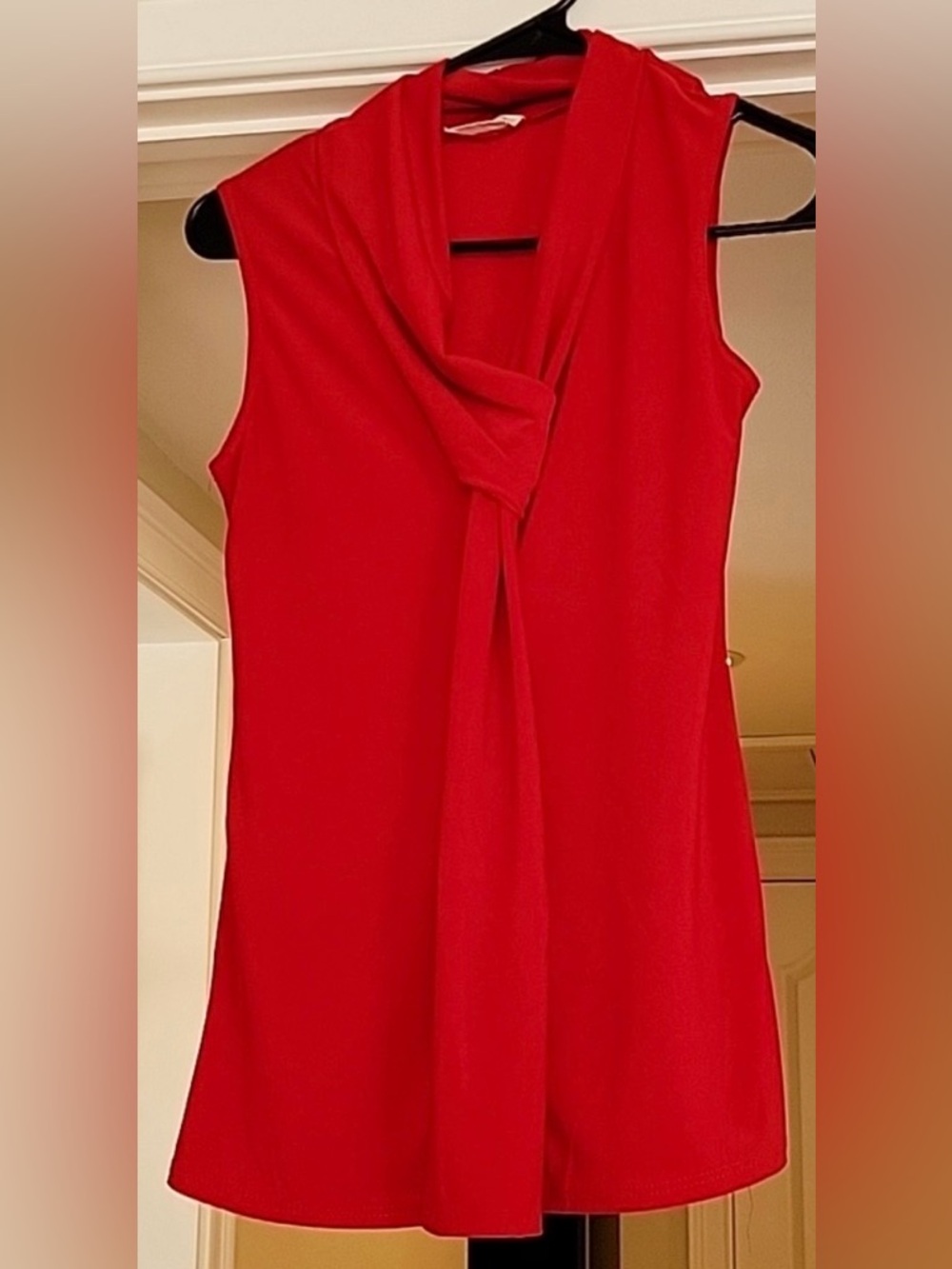 Prospect BLVD Red Tie Neck Blouse Size S Sleeveless Work Office Chic Top